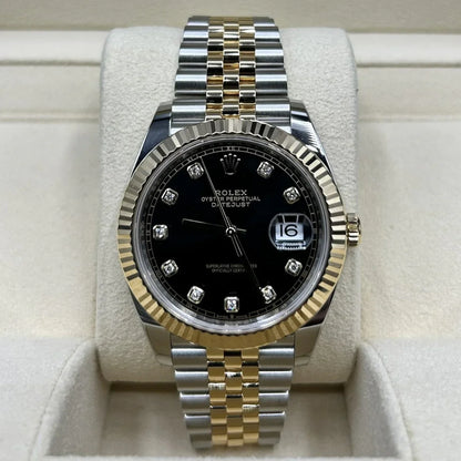 Rolex Datejust 41 Black Diamond Dial Two Tone on Jubilee 126333